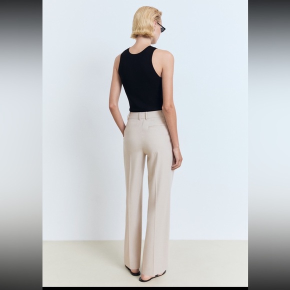Mango MNG Black High Waisted Pleated Straight Leg Dress Pants Sz 8 - Picture 17 of 17